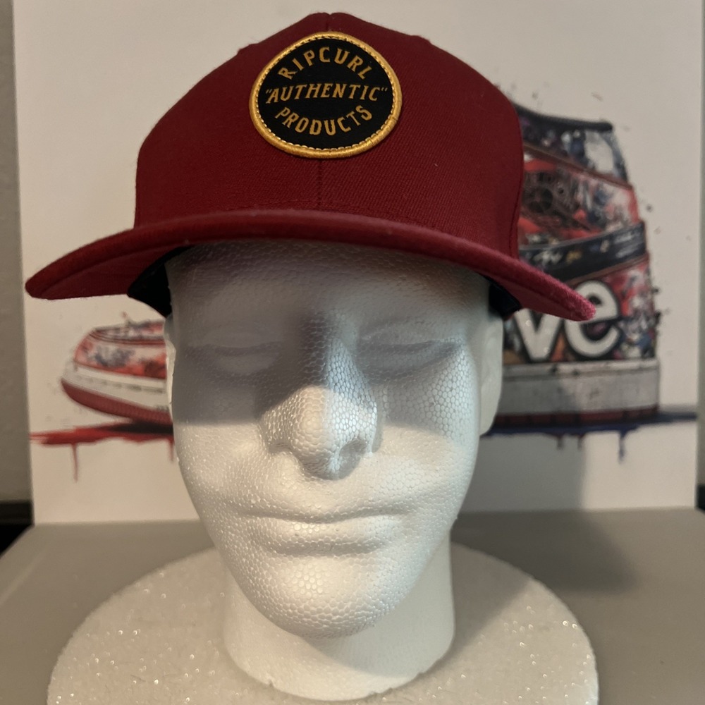 Rip Curl Authentic Products Flexfit Hat Red Fitted Cap Mid Profile Surf S/M EUC